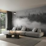 Photo Walllaper Fog Forest – Black & White