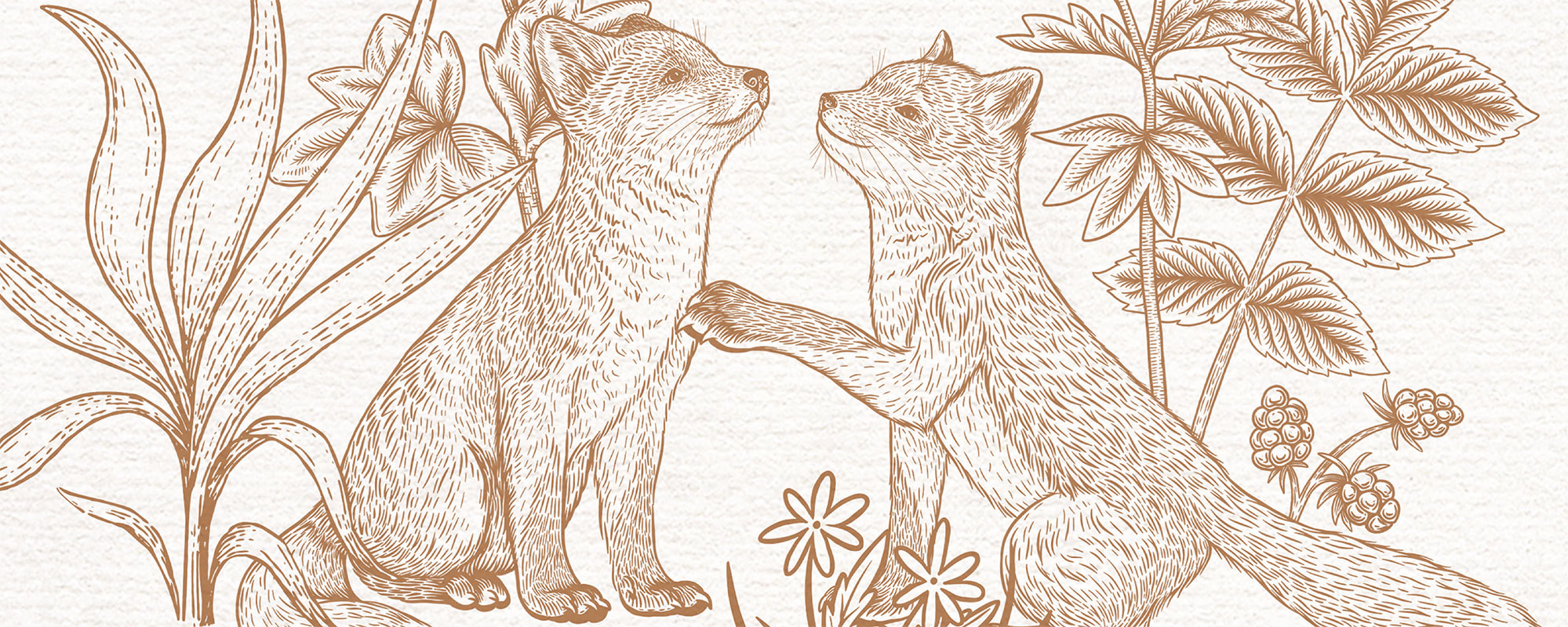 Fun Foxes – Sepia Beige