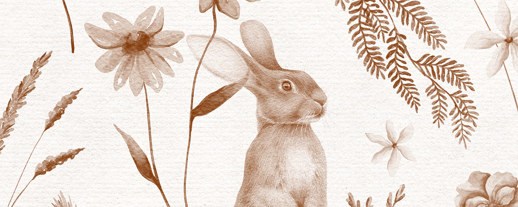 Country Rabbits – Sepia Beige
