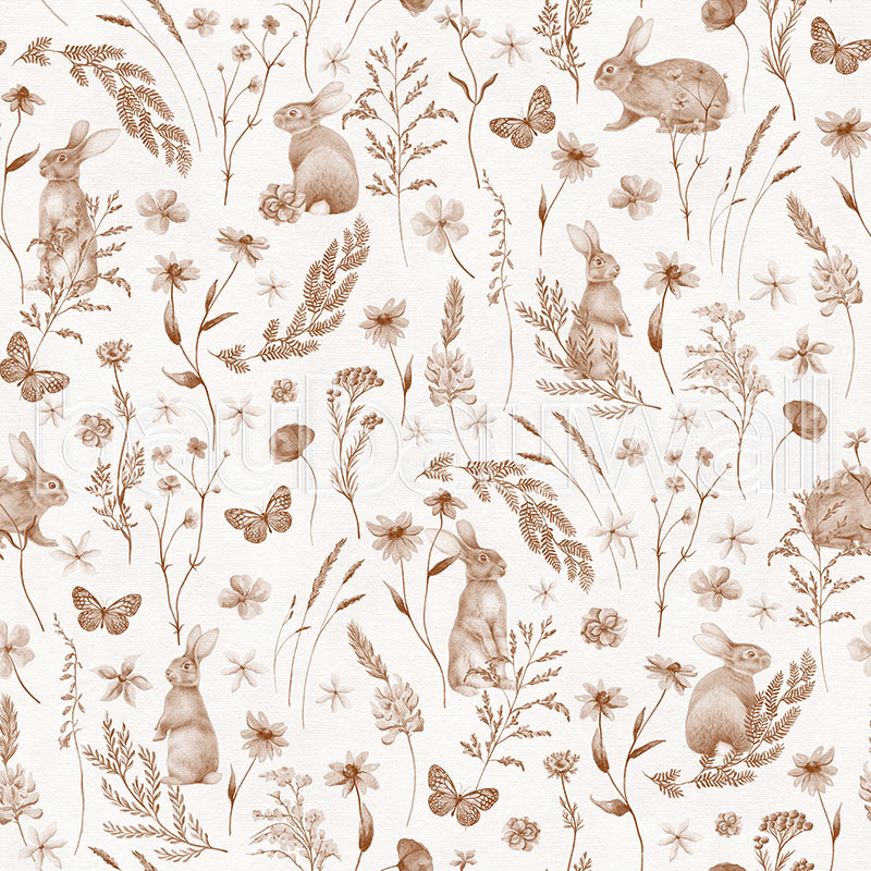 Country Rabbits – Sepia Beige