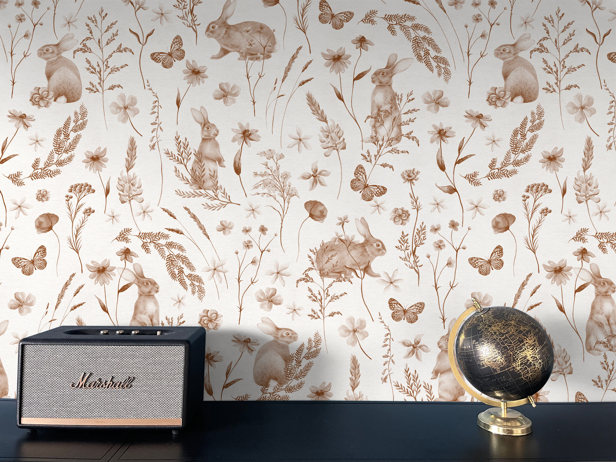 Country Rabbits – Sepia Beige